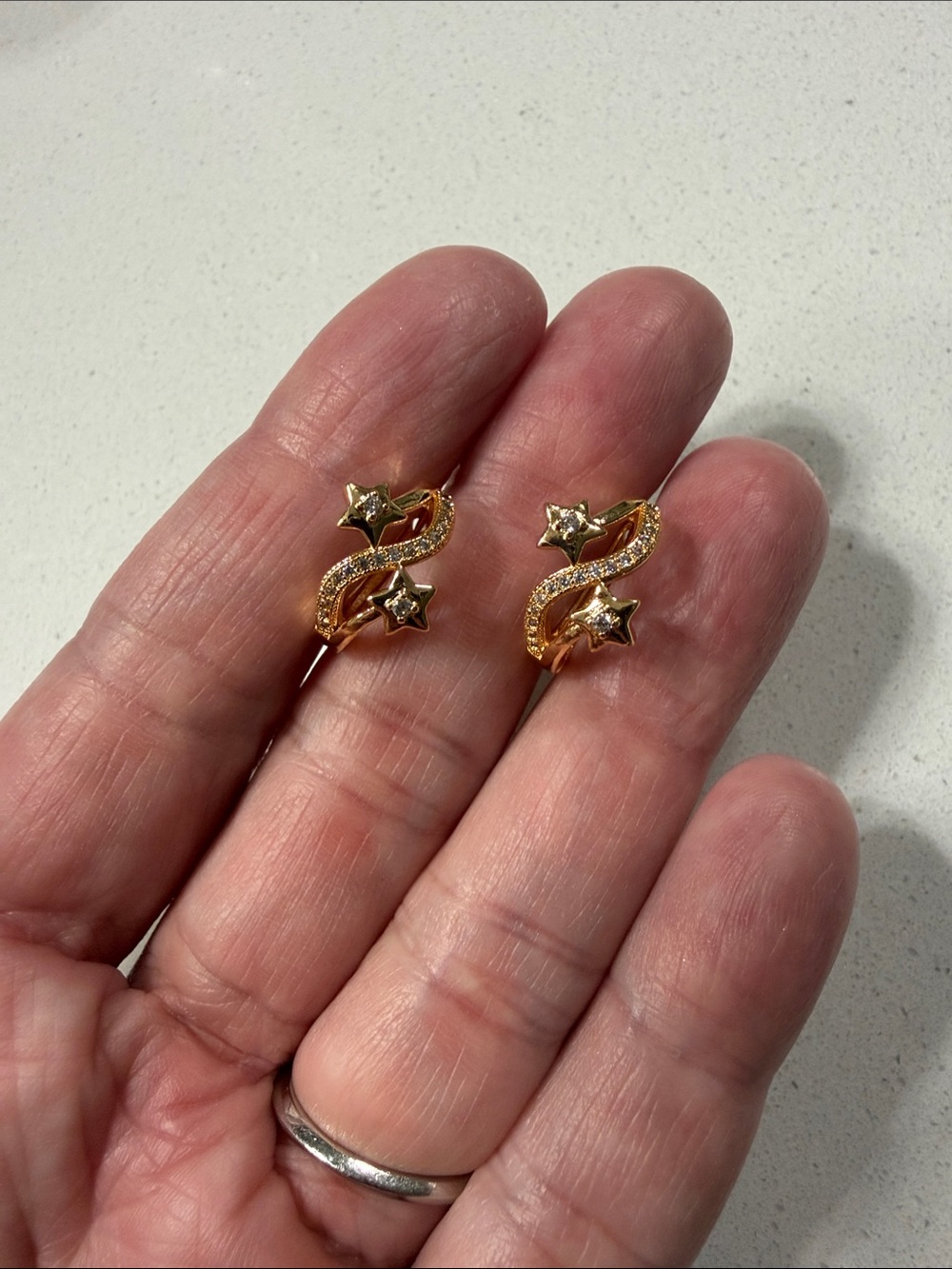 Pretty Bird USA Rose Goldtone Star Wave Channel Hoop Earrings